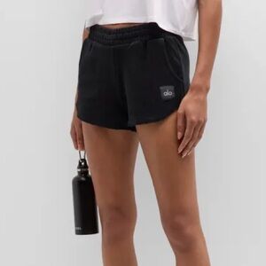 ALO Yoga Black Terry High Waist Beachside Shorts